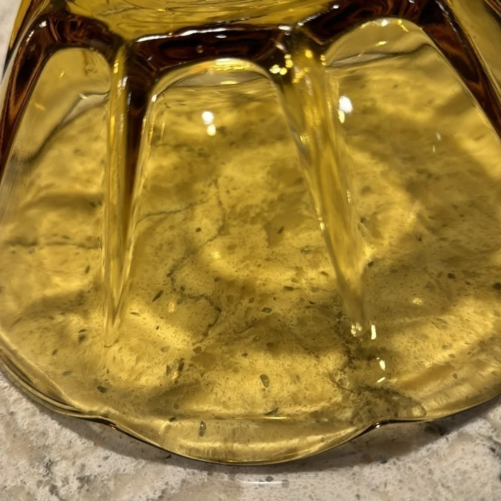 VINTAGE 1960’s~ANCHOR HOCKING~HONEY GOLD BOWL~ PANELED WITH SCALLOPED EDGE~G22
